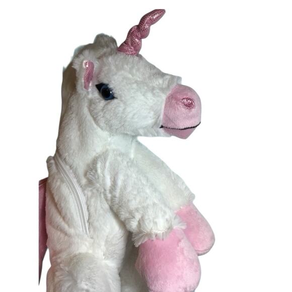Funzone Unicorn Backpack NWT Pegasus White Pink Stuffed Plush 19” Sparkly Bag - Picture 6 of 10